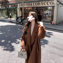 明星同款羊毛大衣女西装领高端秋冬单排扣中长款羊绒双面毛呢外套