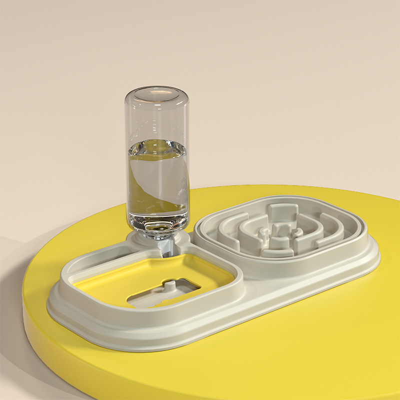 Pet doble tazón anti-volque beber automático para perros tazón de alimentación para gatos boca inclinada alimentación anti-asfixia tazón de alimentación lenta al por mayor