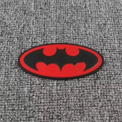 Car personalized emblem Batman 3D Car logo - standard-metal-label-oval-batman-black-and-red-1-piece