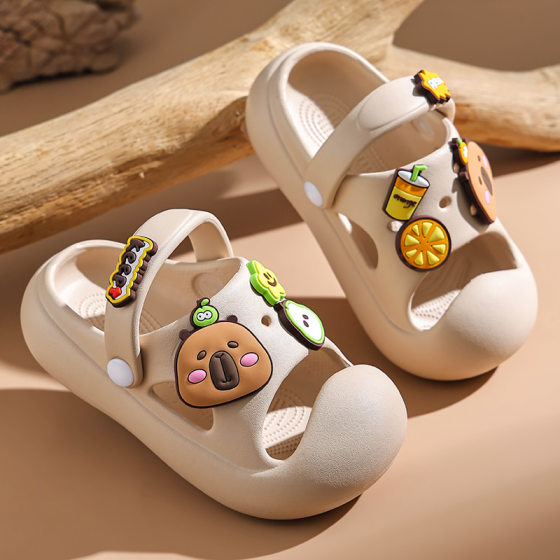 Kapi Barra Children's Cave Shoes Boys and Girls Summer Cute Slip Slip Slippers Baby Girls' Sandals