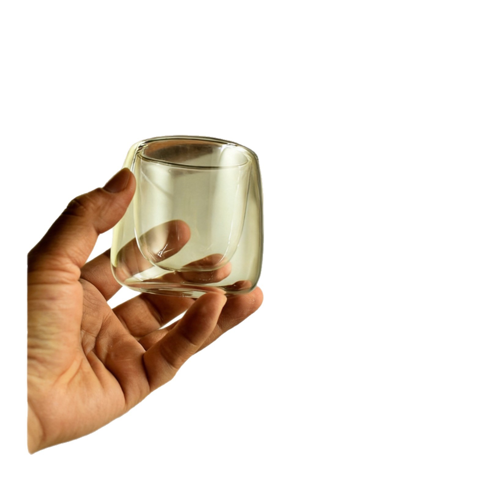 Taza de té de vidrio de doble capa resistente al calor de alta borosilicona Taza de té de kung fu resistente a quemaduras Taza de té de vidrio de doble capa transparente