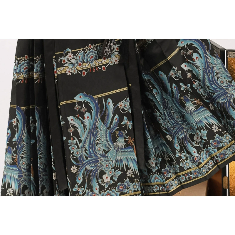 Phoenix, retro long skirt, bright catchy style, Chinese style, fitted