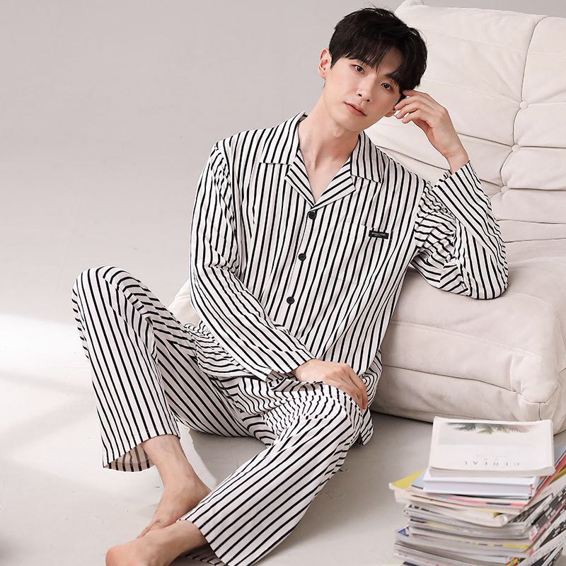 Pijamas de los hombres Primavera y Otoño Invierno 100% algodón de manga larga pantalones delgados más tamaño desgaste de alto nivel de los hombres de verano ropa de casa
