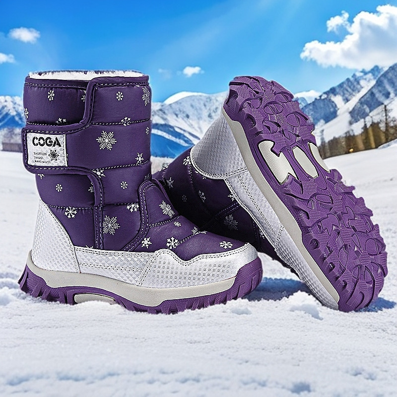 Cross-Border Kidsren's Snow Boots Fleece-Lined and Thickeneded 2024 Winter New Boys' Non-Slip Warm Boots Girls' Outdoor Cotton Shoes
