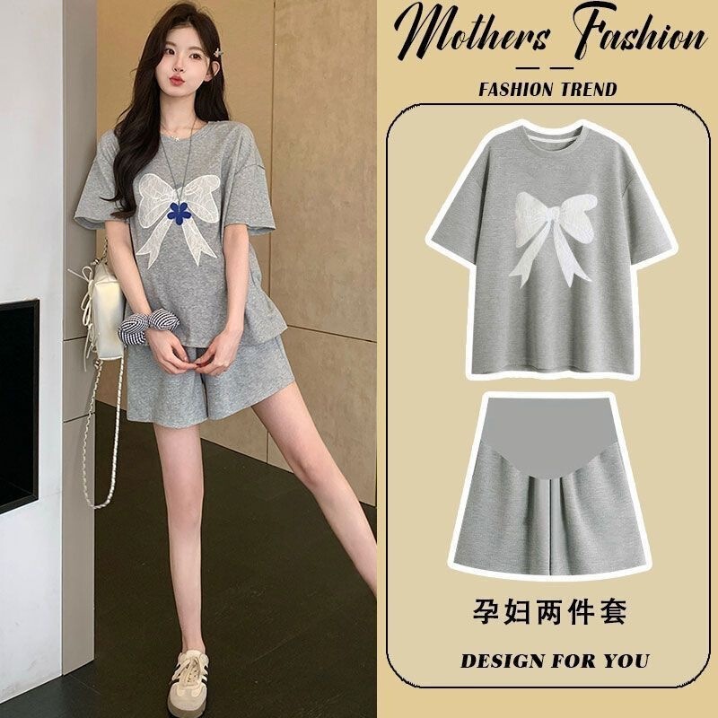 Maternity Wear, New Summer Fashion, Exquisite Outfits, Young and Beautiful Casual Wear, Slimming Trendy Mom Korean Style Outing Clothes