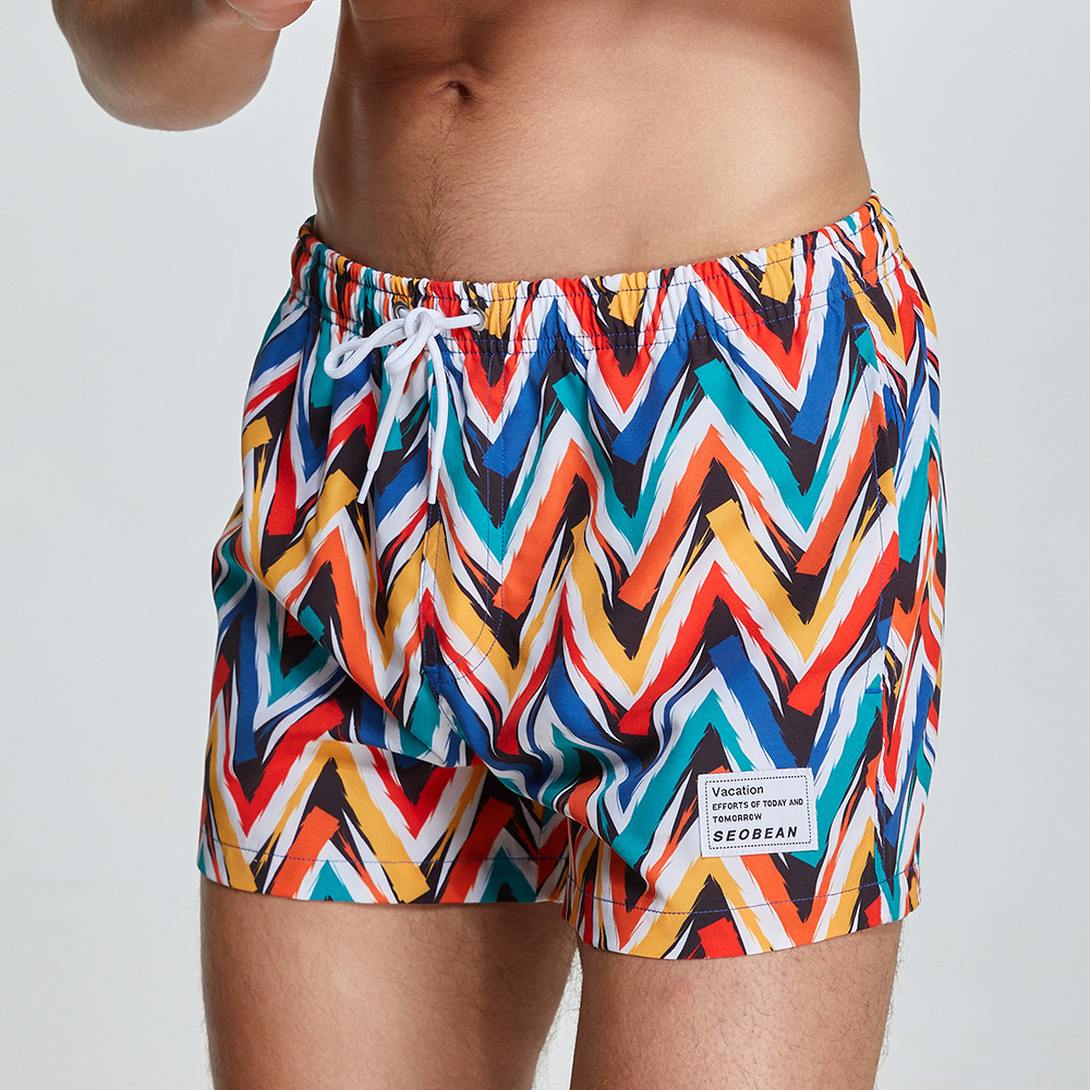 Seobean Herren-Strandhose, personalisierbar, bedruckt, lockere Heimhose, lässige Shorts, modische Surf-Shorts für Herren, Badehose_voghion.com