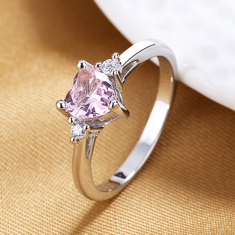 wedding ring with zircon heart shaped