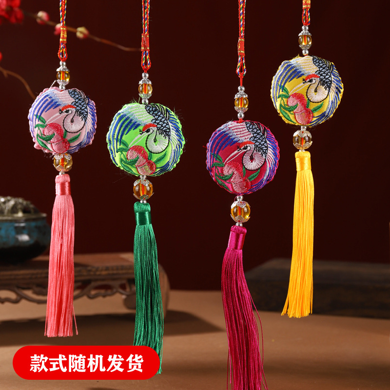 Bolsita del Festival del Bote del Dragón Bolsita Bolsita Colgante de estilo antiguo Bolso bordado Bolso de aromaterapia de medicina china Productos terminados para automóviles Ping An Joy