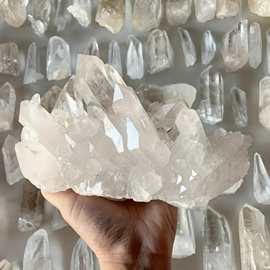 天然水晶晶簇白水晶晶簇鱼缸摆件水晶工艺品消磁摆件东海水晶原石