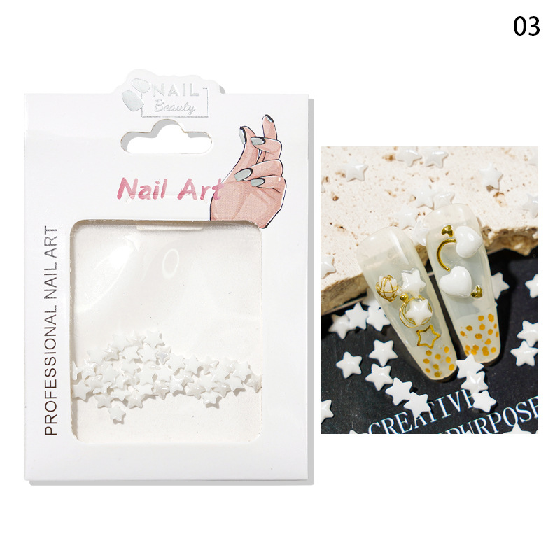 Accesorios de perlas de manicure amor taladro de uñas decoración de perlas blancas estrellas taladro de joyas de manicure taladro