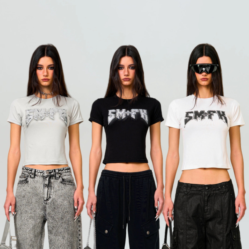 Smfk Metal Rock Slim Tee Stretch Printed Short Sleeve T-Shirt 25Th Spring New Style