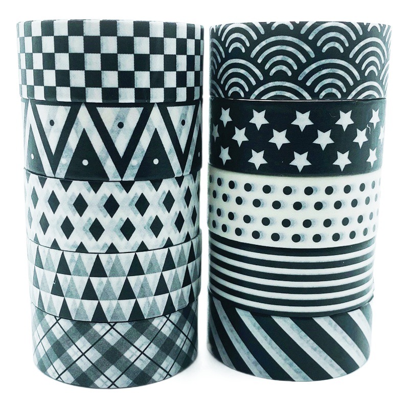 Black and white series paper tape Journal and paper tape diy decorative student journal stickers creative adhesive stickers