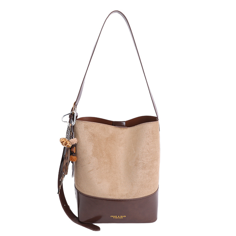 Gran capacidad de hombro bajo la axila bolso de cubo de agua para mujeres ventas calientes nueva textura de alta calidad de seda empalmado bolso de color contraste