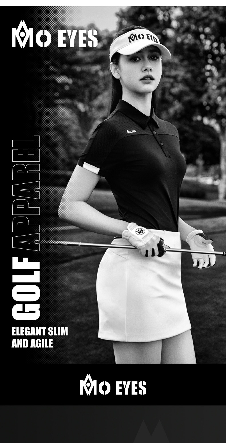 Áo thun golf nữ tay ngắn phối váy ngắn thể thao — Áo trắng [lưới thoáng khí tay vai/vải mát nhẹ/eo thon gọn] M25YF036, Áo đen [lưới thoáng khí tay vai/vải mát nhẹ/eo thon gọn] M25YF036, Áo màu ngỗng sữa [lưới thoáng khí tay vai/vải mát nhẹ/eo thon gọn] M25YF036 chi tiết 2