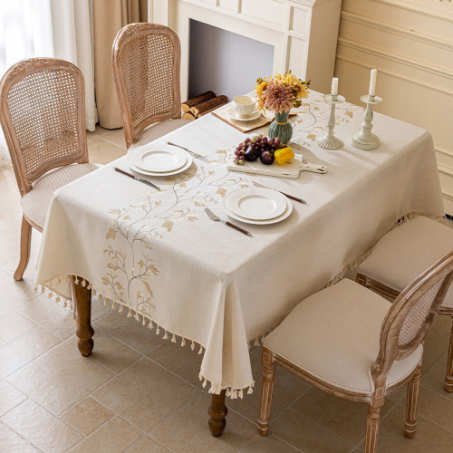 Nordic imitated cotton and linen fabric dining tablecloth, waterproof, dustproof, wear-resistant, coffee table cover, rectangular tablecloth, high-end feeling
