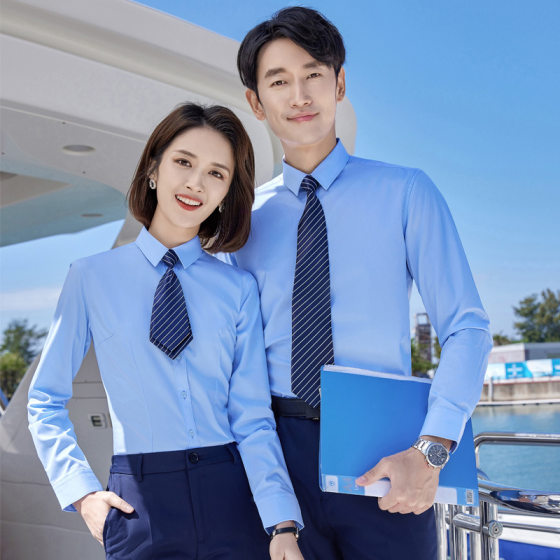 Long Short Sleeve Men's Business Shirt Professional White Collar Workwear Uniform Bank Property White Shirt Casual Shirt Customization