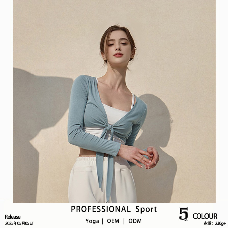 2025 봄 신상 긴팔 요가복 재킷 여성용 가디건 상의 에어컨 셔츠 숄 스포츠 캐주얼 숏 재킷
