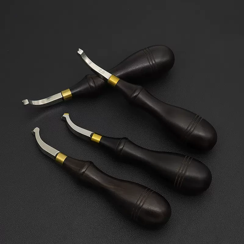 皮革边线器起拱起压边烫边划线器黑檀木手柄抛光手工DIY皮艺工具