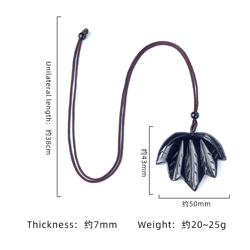 1689-piedra de ágata de cristal natural collar de hoja de arce canadiense piedra de ojo de tigre collar de hoja de cristal Rosa suministro transfronterizo