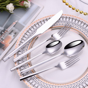 Cross-border Amazon Hot Stainless Steel Knife, Fork and Spoon Set Four-piece Set High-end Western Steak Knife, Fork and Spoon Western Tableware