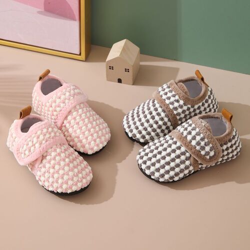 Preschool Indoor Shoes Autumn/Winter New Magic Tabbed Fluffy Shoes Home Floor Cooling Insulation Silent Early Education Anti-Slip