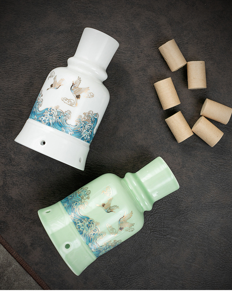 Ceramic Moxibustion Jar Double-Layer Celadon Warm Therapy Device with Gua Sha Massage and Herbal Steaming Function preparation