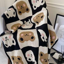 ins风毛毯午休毯办公室复古午睡盖毯披肩空调毯针织盖毯二合一