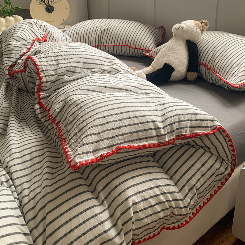 Cama de algodón de algodón de cuatro piezas de algodón puro 2025 nuevo colcha de cama dormitorio colcha de tres piezas de ropa de cama