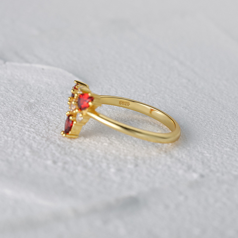 Simple Style Geometric Sterling Silver Inlay Zircon Rings 1 Piece