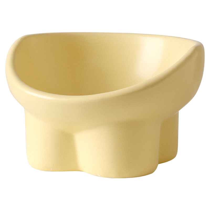 Tazón de cerámica para gatos para mascotas, tazón para perros, tazón para gatos, tazón de agua, arco alto para proteger la columna vertebral cervical, oro pequeño