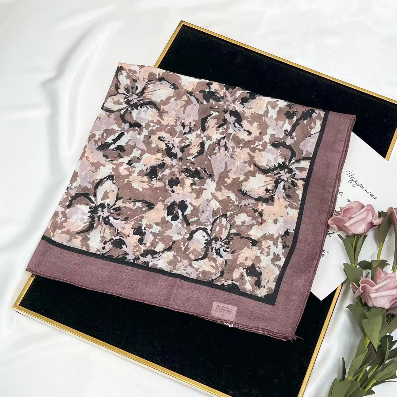 60g Weight Kerchief Classification Daily Occasion cotton and linen Material Flower Pattern Summer Season Women's Gender IG Style Style Women's IG Style Flower Cotton And Linen Kerchief 72