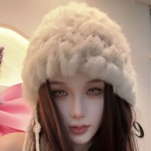 2025新款兔毛针织毛线帽子女秋冬季显瘦保暖护耳流苏大头围毛绒帽