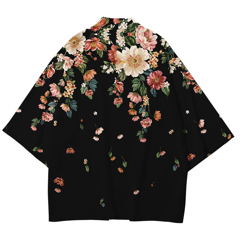 Spring and summer women's new flower and plant Japanese performance clothing feather kimono digital printing