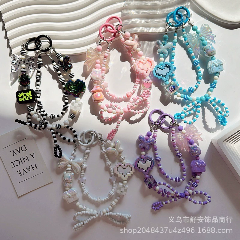Acrylic keychain with bow, bag, pack, decorations, hand painting