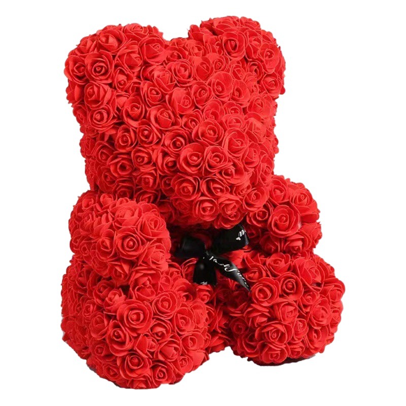 Oso de Rosas Artificiales Transfronterizo, Regalo de Cumpleaños, Regalo del Día de San Valentín Chino, Oso de Flores de PE Hecho a Mano, Producto Terminado