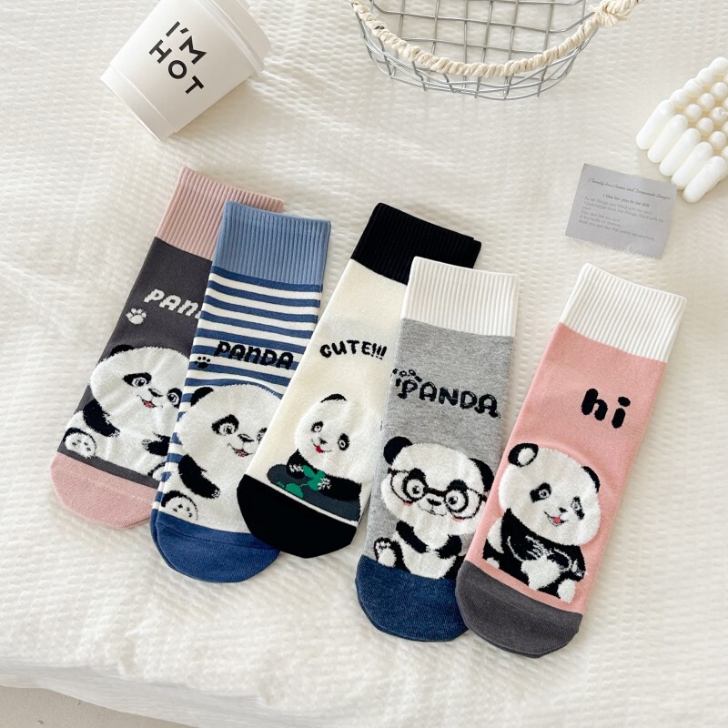 Socks women autumn and winter new cartoon tube socks cute panda socks ladies cotton socks manufacturers in stock wholesale