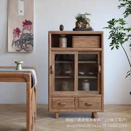 老榆木博古架实木置物架茶叶角柜展示柜多宝阁博古架新中式柜子