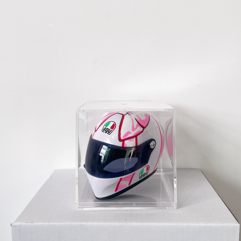 Motocicleta oso casco muñeca tensión oso gato afortunado motocicleta cola caja asiento trasero decoración modelo casco pequeño