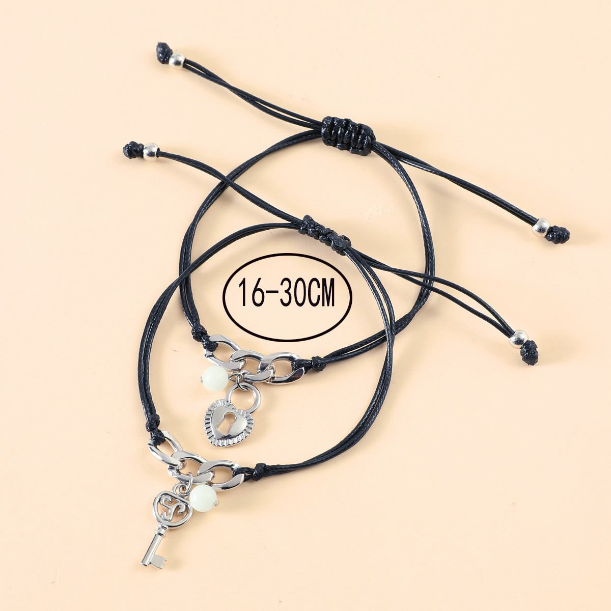 Alloy, rope Material 1 Piece Fashion Heart Shape Key Alloy Rope Luminous Knitting Hollow Out Couple Bracelets