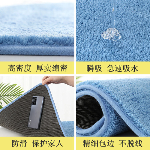 Pure Color Wool Felt Thick Bathroom Absorbent Mat Household Bathroom Entrance Anti-Slip Foot Mat Entrance Door Mat Wholesale