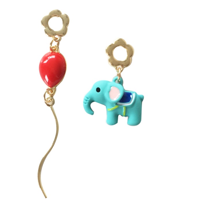 Boucles D&#39;oreilles Asymétriques Ballon Petit Éléphant Dessin Animé display picture 8