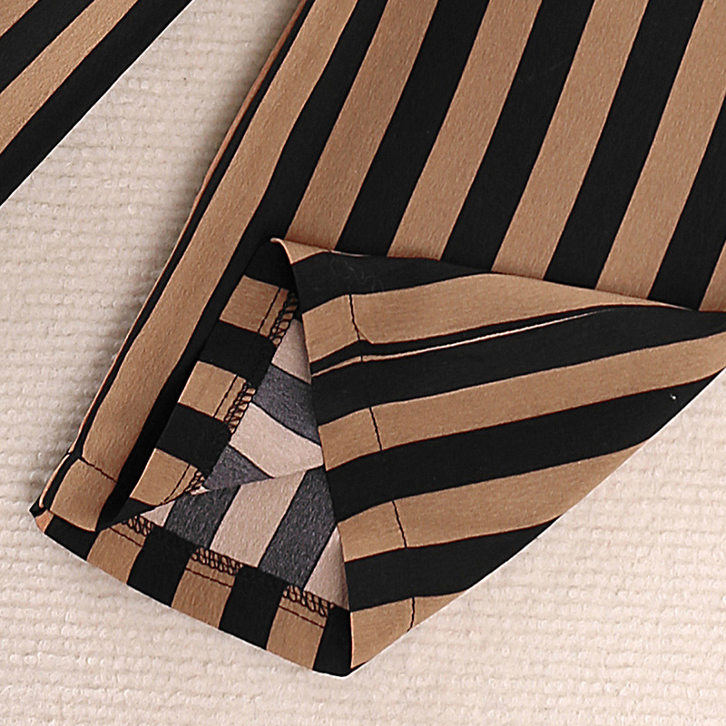 Lányka szett 2024 Nyár Új Egyvállas Rövid Ujjú Felső Csíkos Hosszú Nadrág Kétrészes Kabát Gyermekruházat_voghion.com