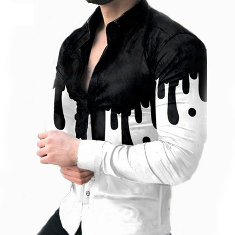 Comercio exterior transfronterizo 2023 nueva primavera y otoño camisa de manga larga para hombres moda 3D impresa camisa casual ventas directas de fábrica