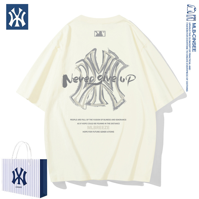 2025夏季mlb&ny时尚百搭男女纯棉t恤潮牌轻奢半袖上衣宽松短袖男|undefined
