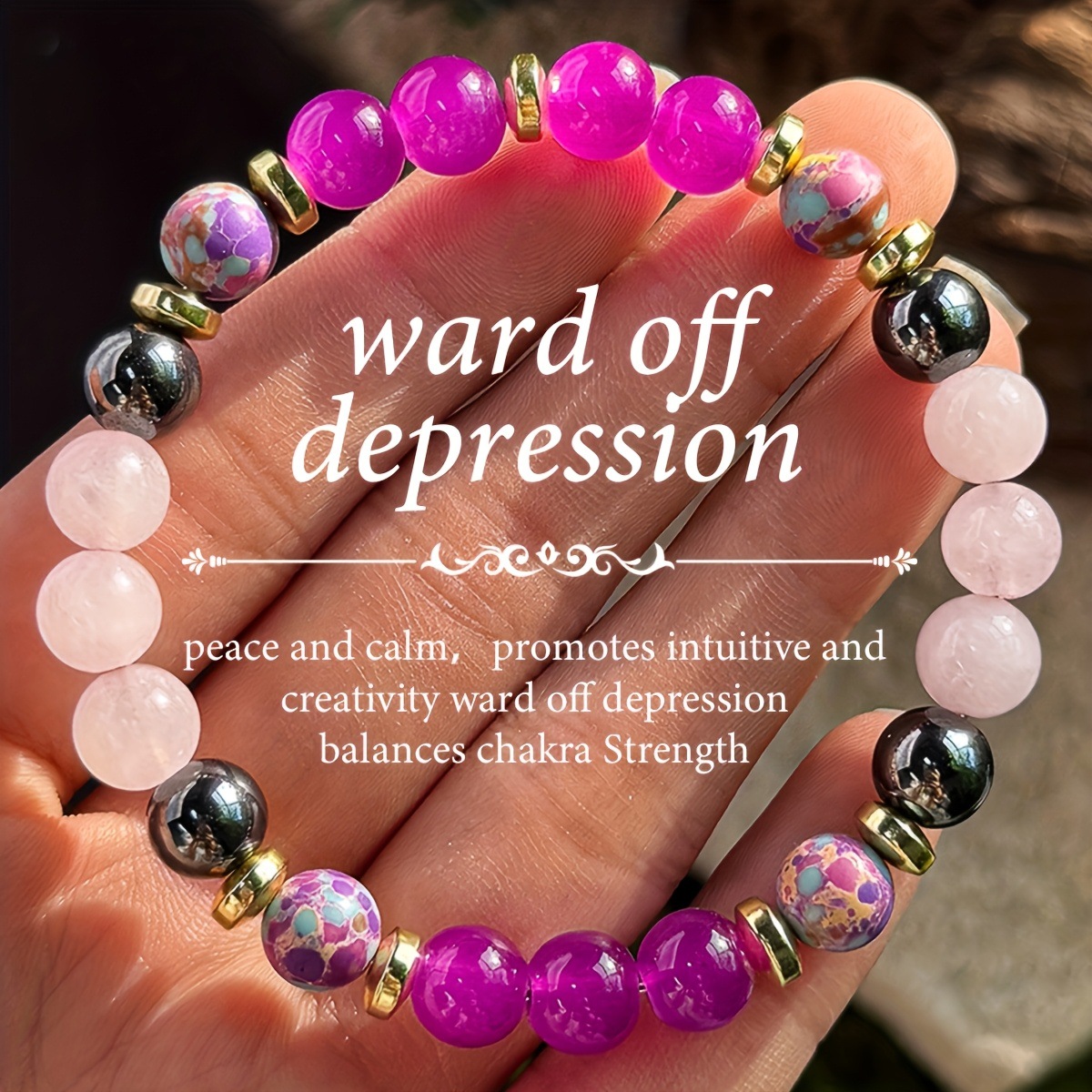 2025新款跨境代发1个/平衡力腕带手工中性珠饰