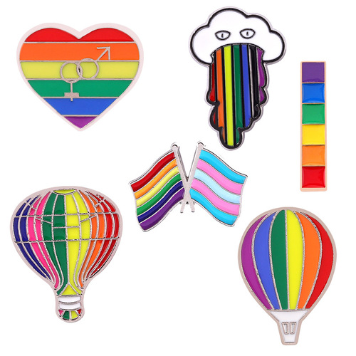 Amazon best-selling new creative cartoon rainbow hot air balloon cloud-shaped painted alloy accessory brooch wholesale