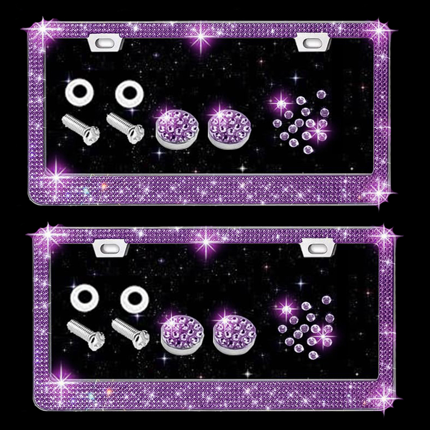 American Standard License Plate Frame with Rhinestones, Acrylic License Plate Holder, Car Accessories, Cross-Border Model, Stainless Steel License Plate Frame