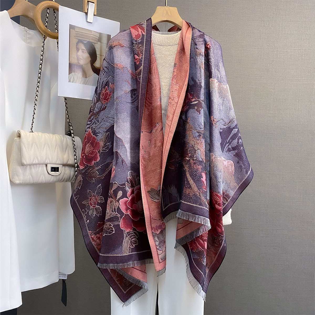 Neue Herbst-/Winterkollektion 2026: Kaschmirschal für Damen, hochwertiges Tragegefühl, luxuriöser, leichter Winter-Cape mit H-Logo, dicker und warmer Halsschmuck_voghion.com