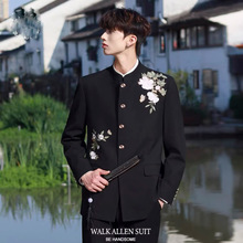 新中式中山装男士结婚订婚西服套装国风高级感西装新郎敬酒服唐装