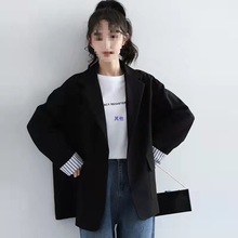 黑色西装外套女小个子2024春秋季新款宽松休闲韩版气质西服上衣潮
